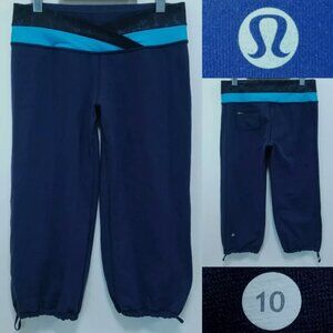 Lululemon Dharana Crop 10 Large Inkwell Beautiful Baroque Surge Pant Capri Astro